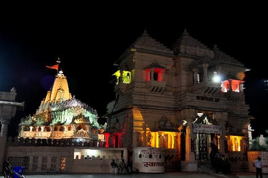 Somnath Temple illuminated at night